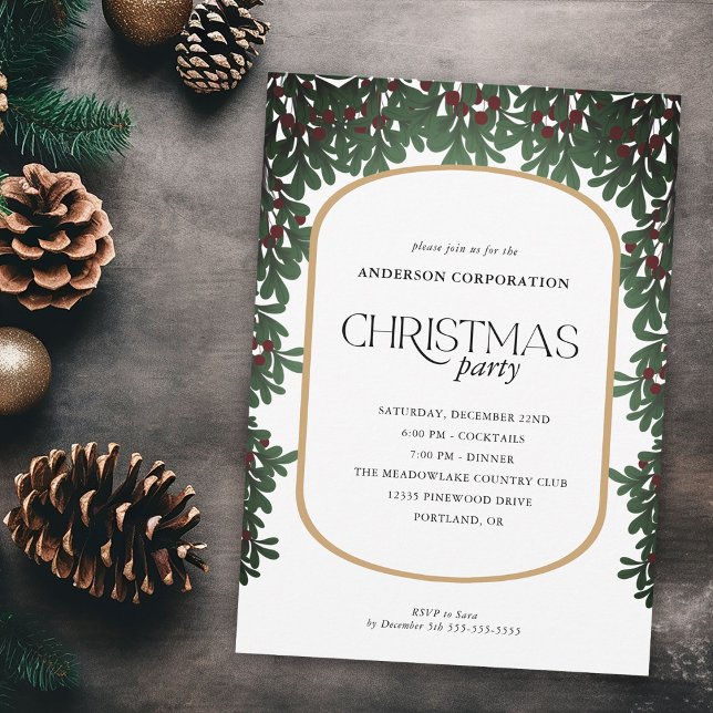 Christmas Winter Greenery Business Christmas Party Invitation (Creator Uploaded)