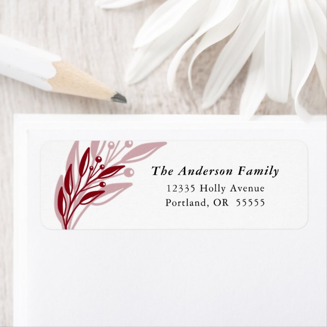 Christmas Winter Greenery Red Return Address (Insitu)