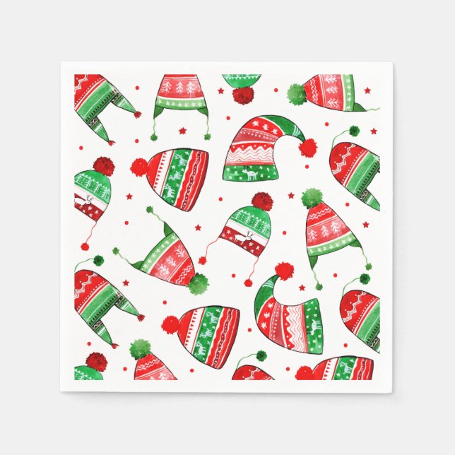 Christmas Winter Hats | Holidays Napkin (Front)