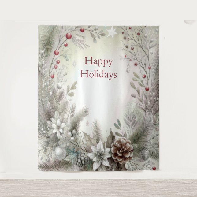 Christmas Winter Holiday Backdrop Tapestry (Front)