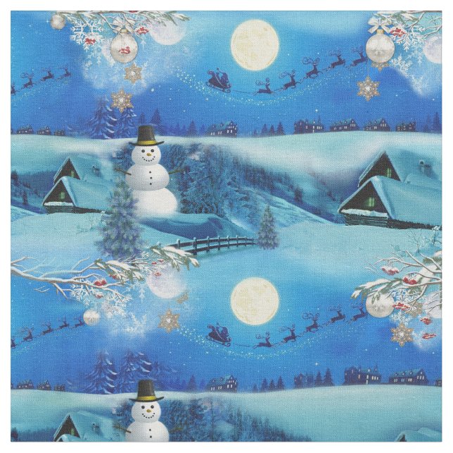 Christmas Winter Holiday Celebration Fabric (Close Up)