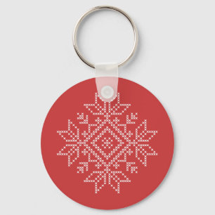 Christmas winter holiday embroidery snowflake keychain