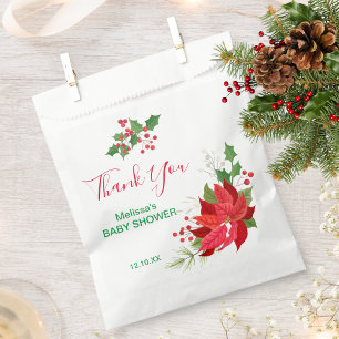 Christmas Winter Holidays Red Berry Poinsettia  Favour Bag