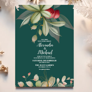 Christmas Winter Holly Berry Wedding Invitation