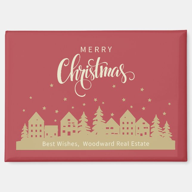 Christmas Winter Houses | Real Estate Personalized Magnet (Front)