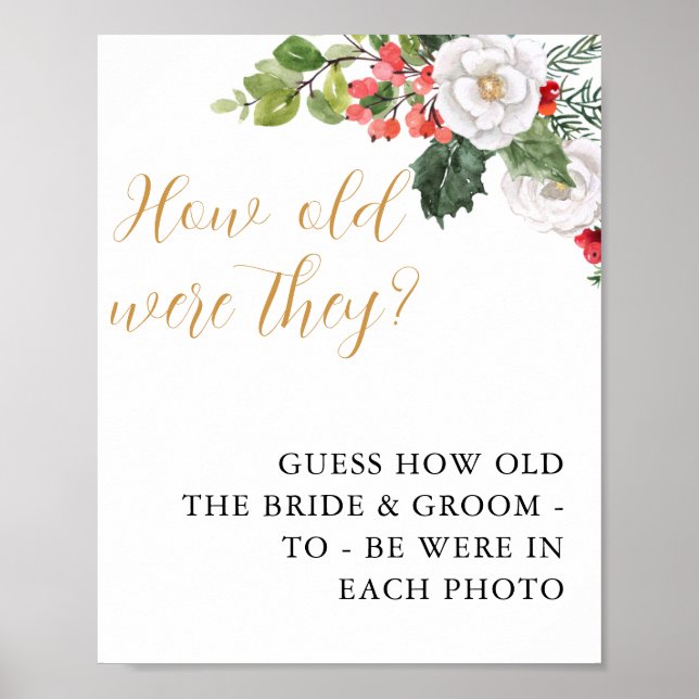 Christmas Winter How Old Were They Bridal Shower Poster (Front)