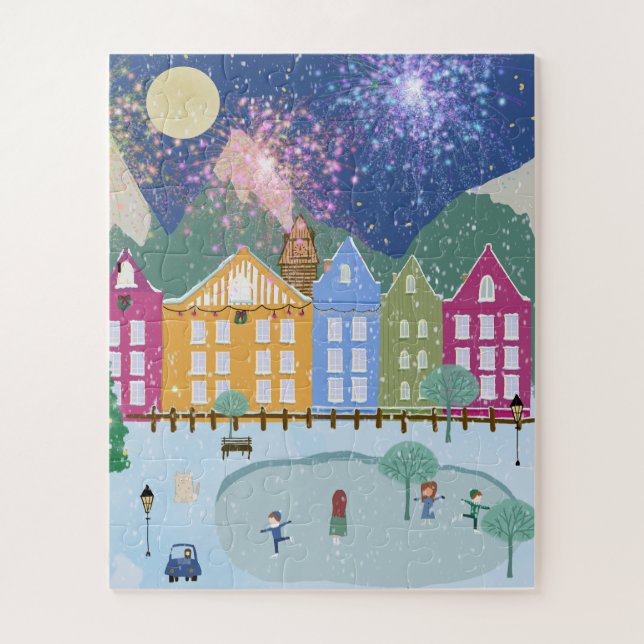 Christmas Winter Ice skating skaters Jigsaw Puzzle (Vertical)