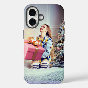 Christmas winter image with a girl iPhone / iPad c 16 Case