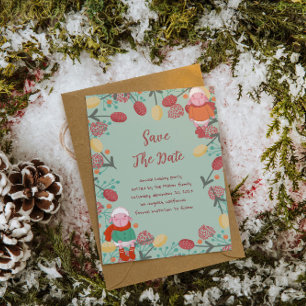 Christmas Winter Lamb Floral Border Illustration Save The Date