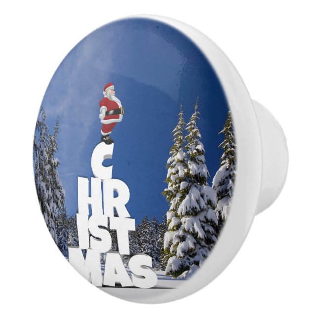 Christmas winter landscape ceramic knob (Right)