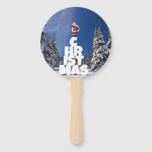 Christmas winter landscape hand fan