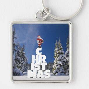 Christmas winter landscape keychain