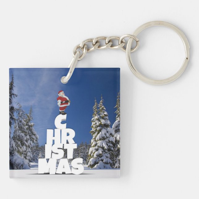 Christmas winter landscape keychain (Back)