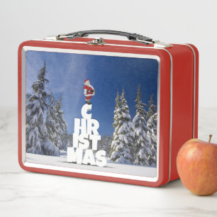 Christmas winter landscape metal lunch box