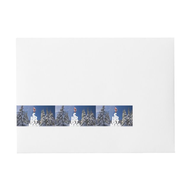 Christmas winter landscape wraparound address label (Front)