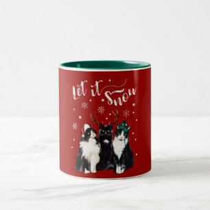 Christmas, Winter. Let it snow. Cats, Watercolor Two-Tone Coffee Mug