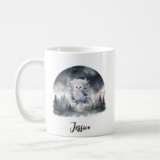 Christmas Winter Mountain Forest Adventure Owl Art Coffee Mug