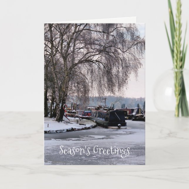 CHRISTMAS WINTER NARROWBOATS HOLIDAY CARD (Front)