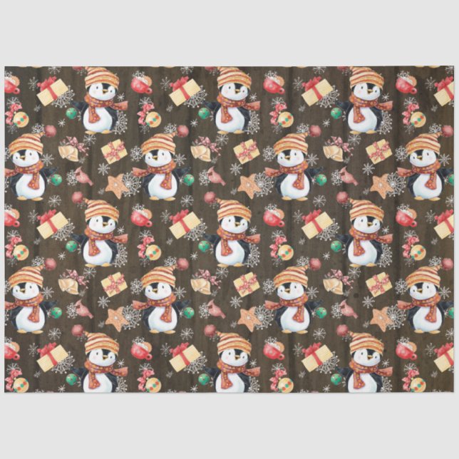 Christmas Winter Penguins Snow Snowflakes for Kids Tissue Paper (Front)