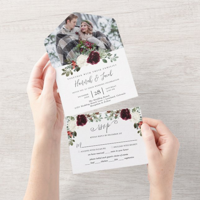 Christmas Winter Photo Wedding All In One All In One Invitation (Tearaway)