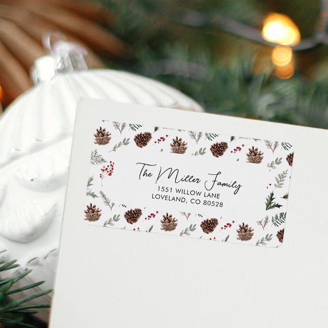 Christmas Winter Pine and Holly Return Address Label (Creator Uploaded)