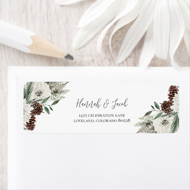 Christmas Winter Pines Wedding Return Address (Insitu)
