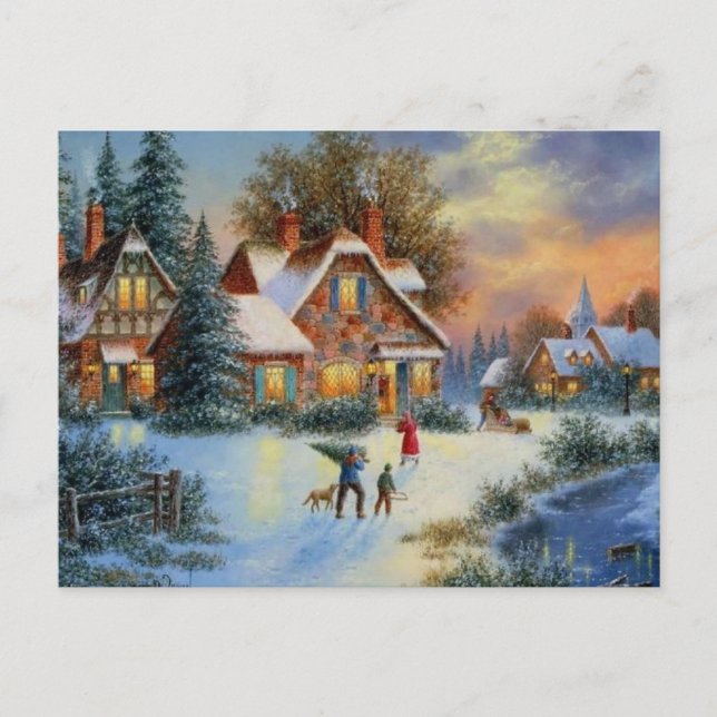 Christmas Winter Play Time Holiday Postcard (Front)