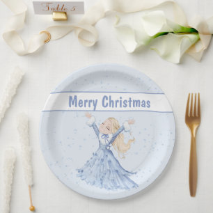 Christmas Winter Princess Girls Paper Plate