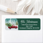 Christmas Winter Red Truck Tree Return Address<br><div class="desc">Just a charming little Christmas scene -- the red truck carrying the trees with the snow falling - personalize with your address,  of course  - with just a touch of glitter surrounding.  Any design questions or requests email: charmdesignstudio@rcn.com and we will be happy to assist.</div>