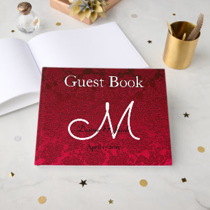 Christmas Winter Red Wedding Reception Monogram Guest Book