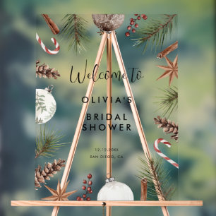 Christmas Winter Rustic Bridal Shower Welcome Acrylic Sign
