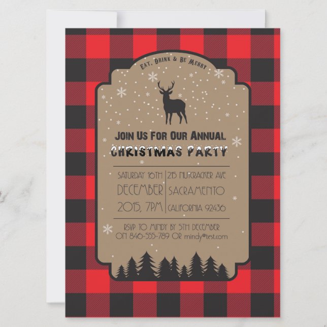 Christmas Winter Rustic Deer Party Invitation (Front)