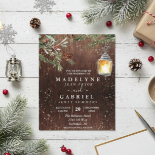 Christmas Winter Rustic Pine Drop Wood Wedding  Flyer
