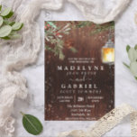 Christmas Winter Rustic Pine Drop Wood Wedding Invitation<br><div class="desc">This design may be personalized in the area provided by changing the photo and/or text. Or it can be customized by clicking Personalize this Template and then choosing the click to customize further option and delete or change the colour of the background, add text, change the text colour or style,...</div>