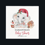 Christmas Winter Santa Baby Elephant Shower  Napkin<br><div class="desc">This design may be personalized in the area provided by changing the photo and/or text. Or it can be customized by clicking Personalize this Template and then choosing the click to customize further option and delete or change the colour of the background, add text, change the text colour or style,...</div>