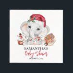 Christmas Winter Santa Baby Elephant Shower  Napkin<br><div class="desc">This design may be personalized in the area provided by changing the photo and/or text. Or it can be customized by clicking Personalize this Template and then choosing the click to customize further option and delete or change the colour of the background, add text, change the text colour or style,...</div>