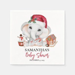 Christmas Winter Santa Baby Elephant Shower  Napkin