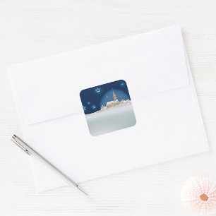 Christmas Winter Scene Square Sticker