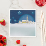 Christmas Winter Scene Starry Night Napkins<br><div class="desc">A beautiful scenic Christmas winter scene. This design looks really effective on these Paper Napkins</div>