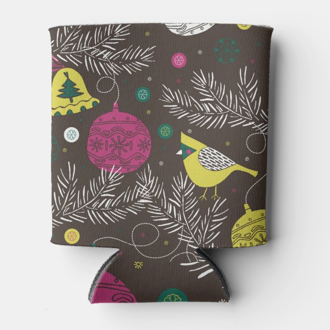 Christmas Winter: Seasonal Pattern. Can Cooler (Front)