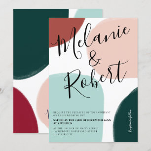 Christmas winter shapes tone wedding initials invitation