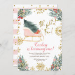 Christmas Winter Sleigh Oh What Fun First Birthday Invitation<br><div class="desc">Christmas Winter Sleigh Oh What Fun First Birthday Invitation</div>