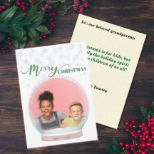 Christmas Winter Snow Globe Custom Photo Holiday C