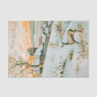 Christmas Winter Snow Landscape and Deer Holiday Tissue Paper