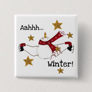 Christmas Winter Snowman 2 Inch Square Button