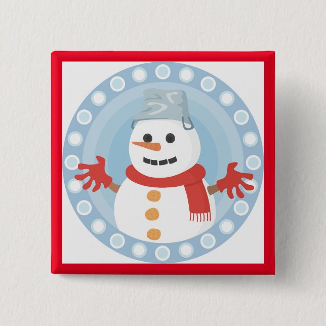 CHRISTMAS WINTER SNOWMAN 2 INCH SQUARE BUTTON (Front)