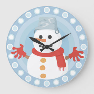 CHRISTMAS WINTER SNOWMAN LARGE CLOCK