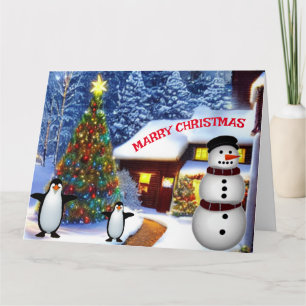  Christmas Winter Snowman & Penguin Friends Card