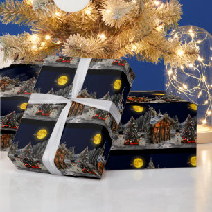 Christmas Winter Snowman Scene Wrapping Paper