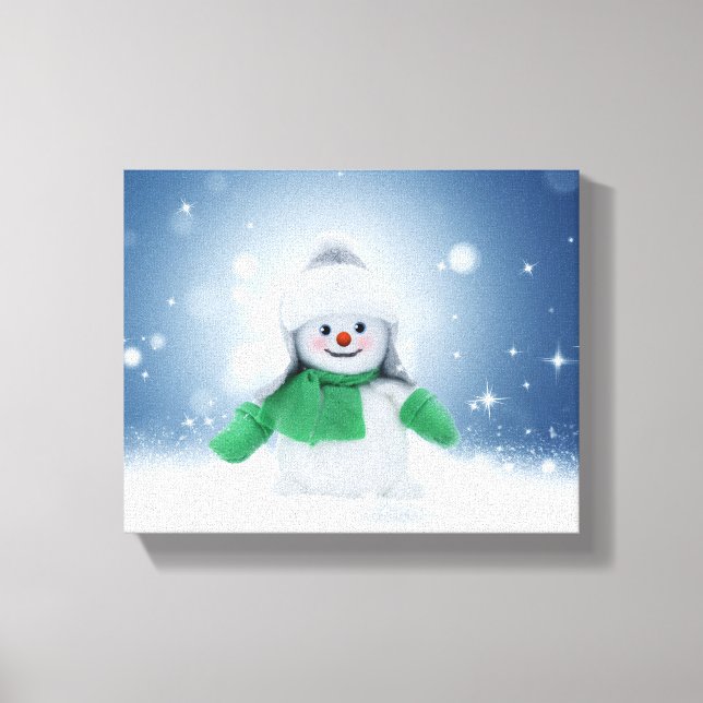 Christmas winter snowman SlipperyJoe green scarf m Canvas Print (Front)